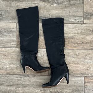 L'Autre Chose Women's Black Over-the-Knee High Heel Leather Boots 7.5